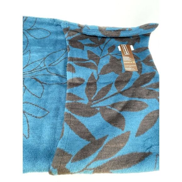 NWT David Fussenger Blue Brown Square Botanical Pillow Cover 60cm 24” Super Soft - Picture 3 of 7